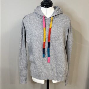 J. Society grey hoodie with rainbow drawstrings thick and cozy with thumb holes